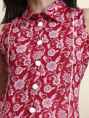 cotton light pink sleeveless kurta 4