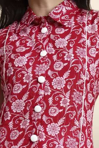 cotton light pink sleeveless kurta