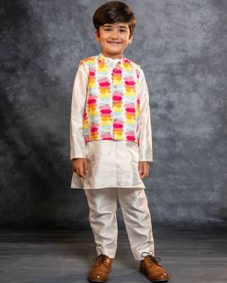 Boys kurta pant with multicolour digital printed jacket 1