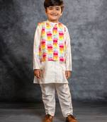 Boys kurta pant with multicolour digital printed jacket