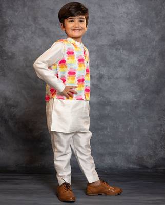 Boys kurta pant with multicolour digital printed jacket 2