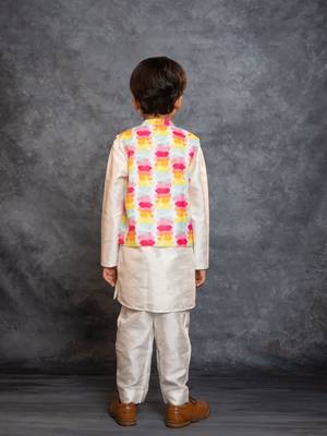 Boys kurta pant with multicolour digital printed jacket 3