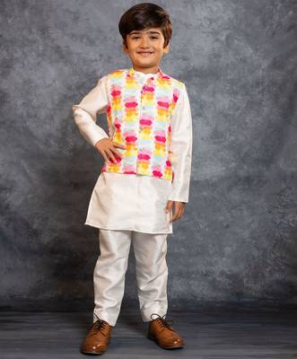 Boys kurta pant with multicolour digital printed jacket 4