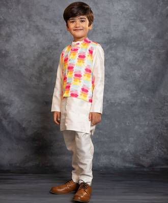 Boys kurta pant with multicolour digital printed jacket 5