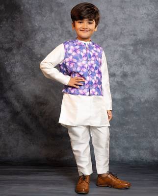 Boys kurta pant with digital printed purple jacket 1