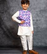 Boys kurta pant with digital printed purple jacket