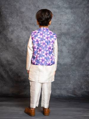 Boys kurta pant with digital printed purple jacket 3