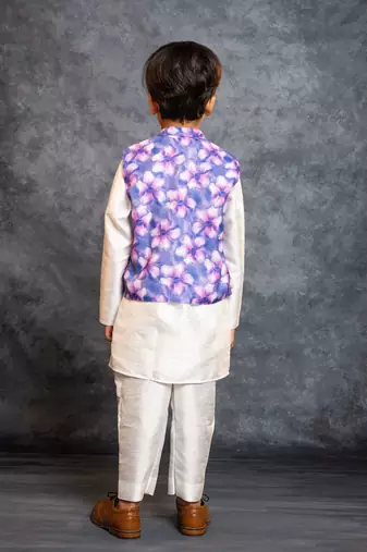 Boys kurta pant with digital printed purple jacket