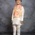 Boys silk kurta pant with multicolour digital printed jacket