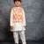 Boys silk kurta pant with multicolour digital printed jacket