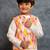 Boys silk kurta pant with multicolour digital printed jacket