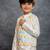 Boys kurta pant with digital printed sky blue jacket
