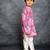 Boys soft cotton digital printed pink kurta with banglori silk pant