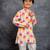 Boys cotton linen digital printed multicolored kurta with pant