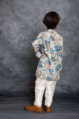 Boys cotton linen digital printed kurta with pant