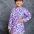 Boys cotton linen digital printed purple kurta with pant