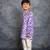 Boys cotton linen digital printed purple kurta with pant