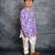 Boys cotton linen digital printed purple kurta with pant
