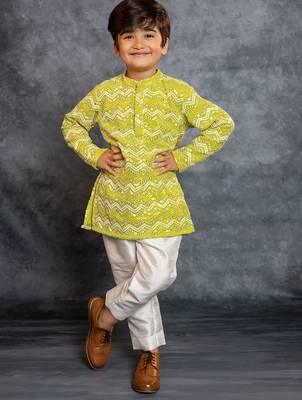 Boys green embroidered kurta and pant 1