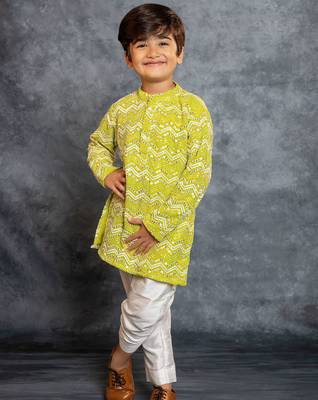 Boys green embroidered kurta and pant 2