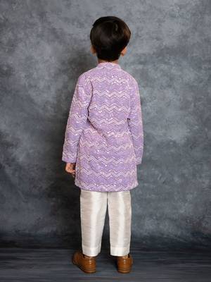 Boys purple embroidered kurta and pant 3