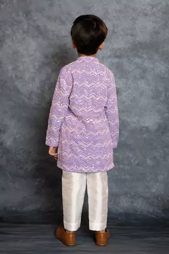 Boys purple embroidered kurta and pant