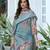 Sea green silk crepe floral printed straight kurta with comfort fitting pant & printed dupatta