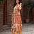 Multicolor silk crepe geometric printed straight kurta with comfort fitting pant & printed dupatta