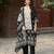 Black silk crepe floral printed straight kurta with comfort fitting pant & printed dupatta