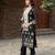 Black silk crepe floral printed straight kurta with comfort fitting pant & printed dupatta