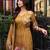 Mustard silk crepe floral printed straight kurta with comfort fitting pant & printed dupatta