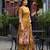 Mustard silk crepe floral printed straight kurta with comfort fitting pant & printed dupatta