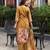 Mustard silk crepe floral printed straight kurta with comfort fitting pant & printed dupatta