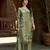 Olive green pure ho organza floral printed straight kurta with comfort fitting pant & printed dupatta
