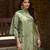 Olive green pure ho organza floral printed straight kurta with comfort fitting pant & printed dupatta