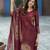 Maroon pure ho organza floral printed straight kurta with comfort fitting pant & printed dupatta