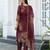 Maroon pure ho organza floral printed straight kurta with comfort fitting pant & printed dupatta