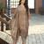 Brown pure ho organza floral printed straight kurta with comfort fitting pant & printed dupatta