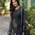 Black pure ho organza floral printed straight kurta with comfort fitting pant & printed dupatta