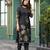 Black pure ho organza floral printed straight kurta with comfort fitting pant & printed dupatta