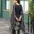 Black pure ho organza floral printed straight kurta with comfort fitting pant & printed dupatta