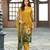 Mustard pure ho organza floral printed straight kurta with comfort fitting pant & printed dupatta