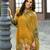 Mustard pure ho organza floral printed straight kurta with comfort fitting pant & printed dupatta