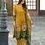 Mustard pure ho organza floral printed straight kurta with comfort fitting pant & printed dupatta