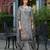 Grey pure ho organza floral printed straight kurta with comfort fitting pant & printed dupatta