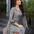 Grey pure ho organza floral printed straight kurta with comfort fitting pant & printed dupatta