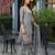Grey pure ho organza floral printed straight kurta with comfort fitting pant & printed dupatta