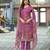 Magenta pure ho organza floral printed straight kurta with comfort fitting pant & printed dupatta