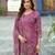 Magenta pure ho organza floral printed straight kurta with comfort fitting pant & printed dupatta
