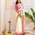 White-green-pink-cotton-saree-without blouse piece